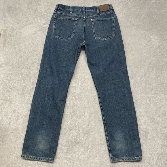 Wrangler Jeans Mens 34 Blue Denim Regular Fit Straight Distressed 31 Inseam - Picture 12 of 15
